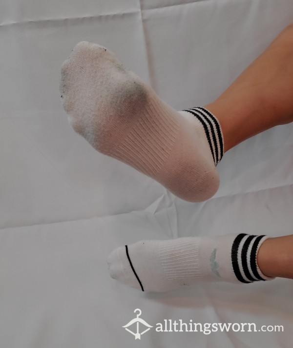 White Adidas Ankle High Socks