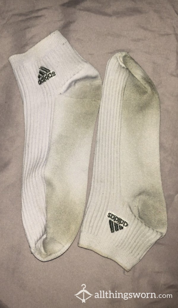 🧦 White Adidas Gym Socks - Sweaty Dirty 🧦