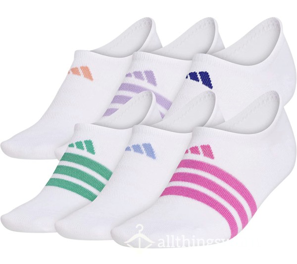 White Adidas No Show Socks - Custom Wear Available