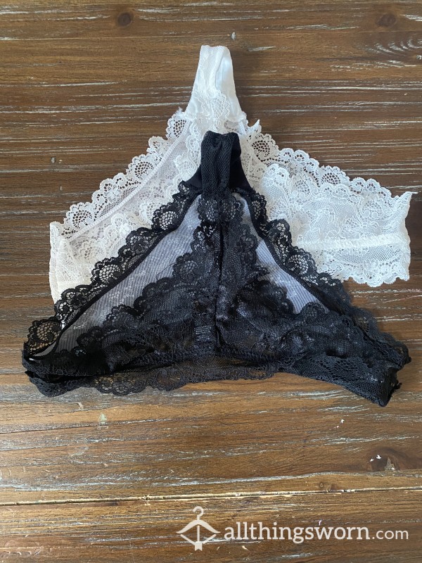 White And Black Lace Thongs