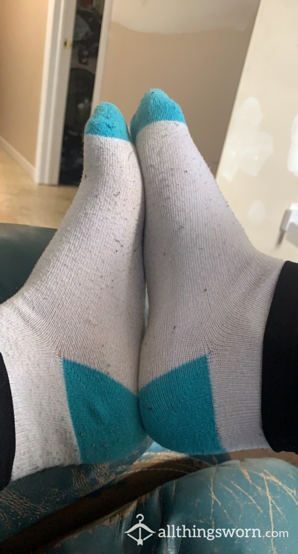 White And Blue Ankle Socks