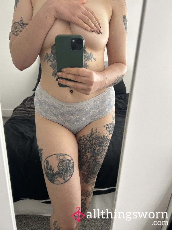 White And Blue Floral Panties