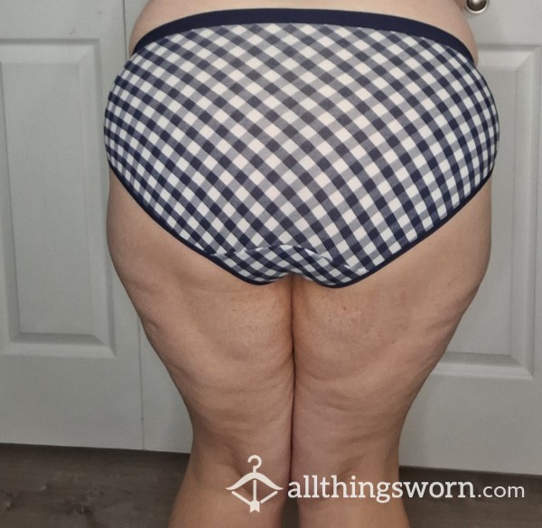White And Blue Gingham Panties