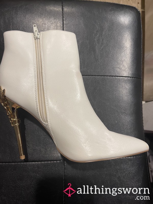 White And Gold High Heels Size 7.5