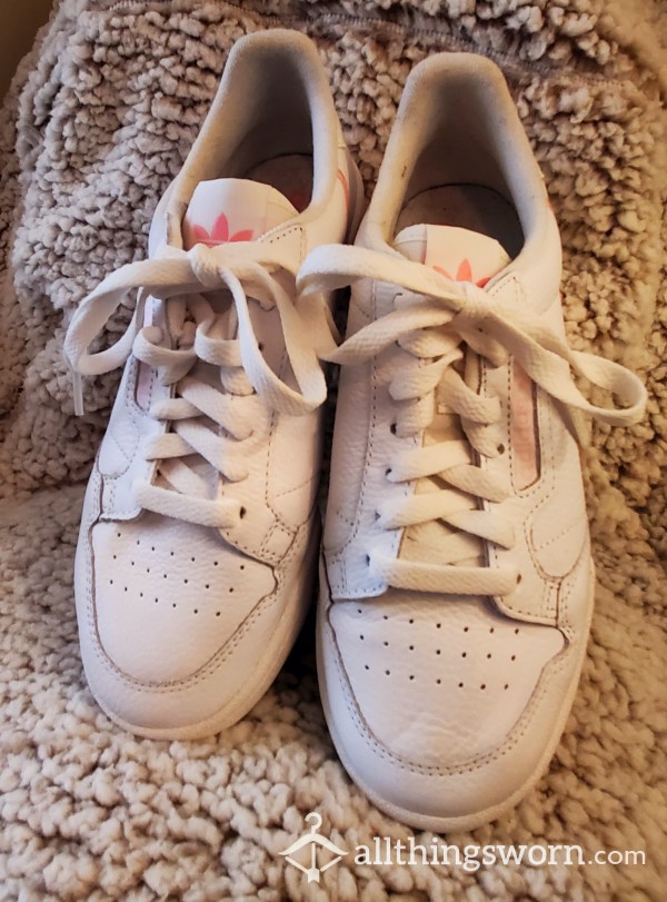 White And Pink Adidas - Dirty & Worn - Size 8