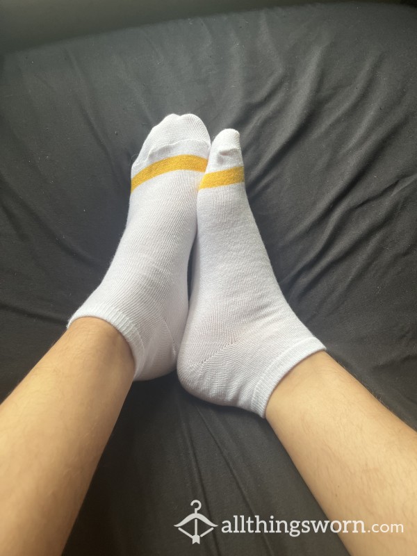 White And Yellow Ankle Socks