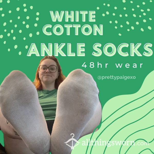 White Cotton Ankle Socks 👣 48hr+ Wear 🩷