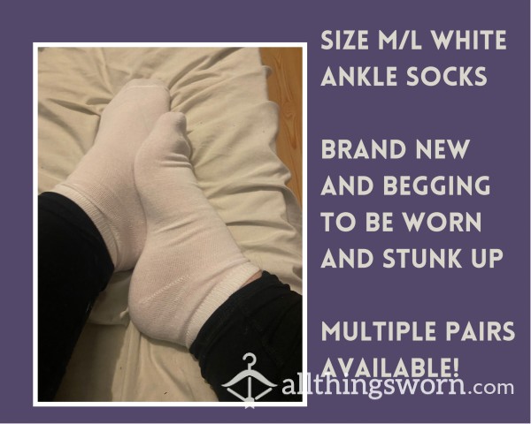 White Ankle Socks, Ready For Customisation!