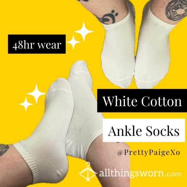 White Ankle Socks 🧡 Soft Cotton, Small 5.5 Feet 👣 48hr Wear 💋