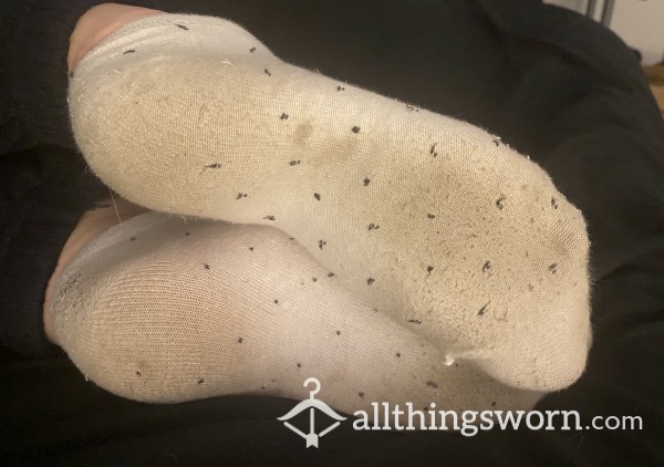 White Ankle Socks With Black Dots
