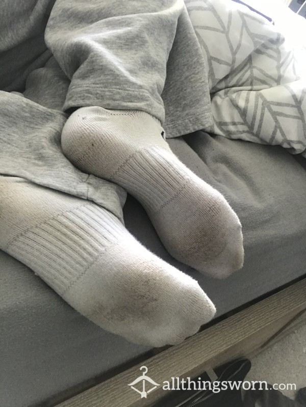 White Nike Ankle Socks Worn All Day