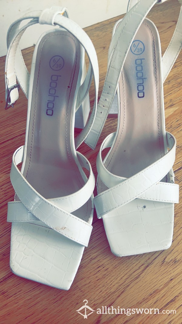 White Block Wedge Heels Will Include 3 Days Wear For You Including Pics