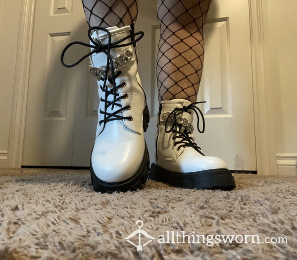 White Boots With A Chain