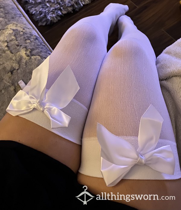 White Bow Stockings