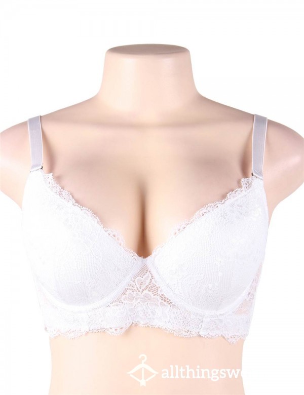 🛒🖼️💗 Stock Photo Used 💗 C Cup 💗 Polyester / Spandex Blend 💗 White Floral Lace Underwire Bralette 💗 Additional Photos Included In Listing 💗