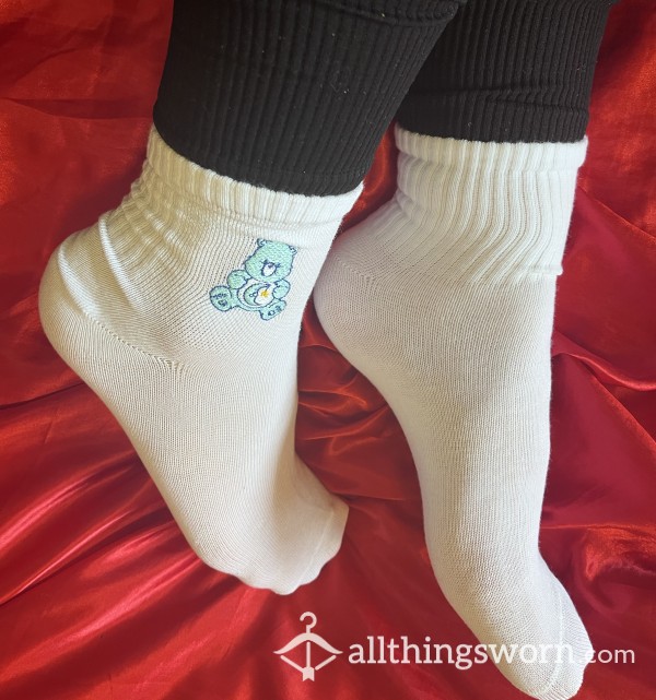 White Care Bear Ankle Socks Worn For You 🐻