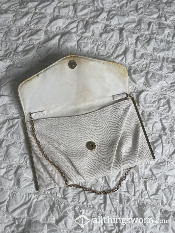 Dirty White Clutch Bag With Strap