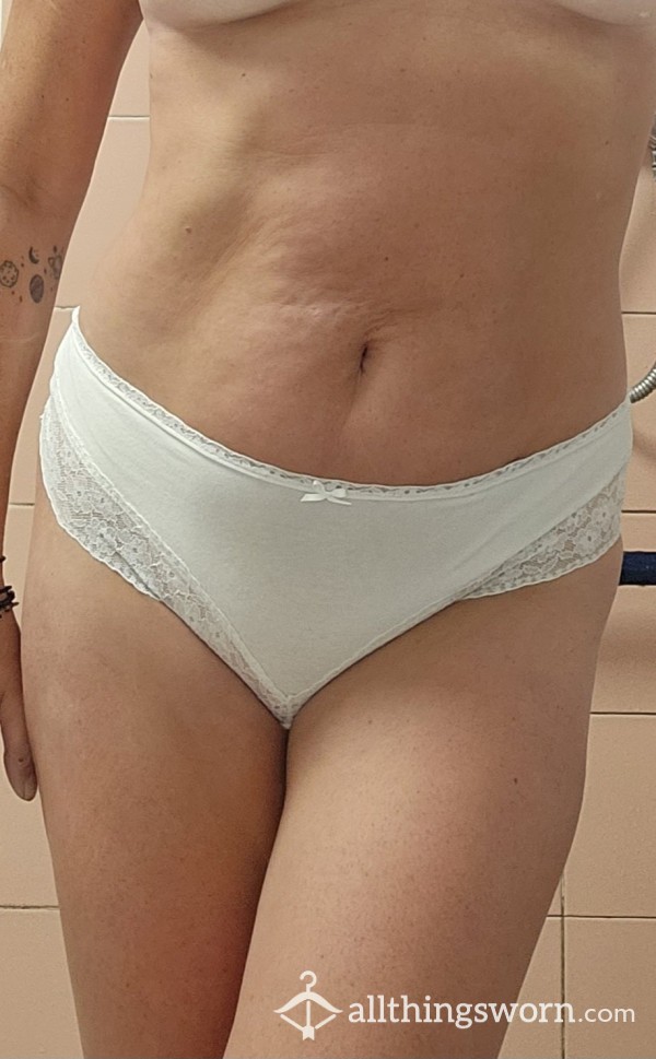 White Cotton Lace Trimmed Panties