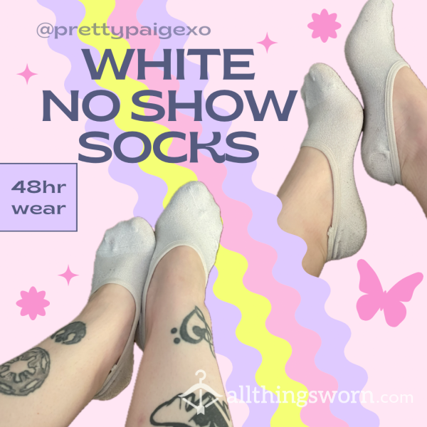 White Cotton No Show Socks 🧦👣 Well-worn…48hrs 💋