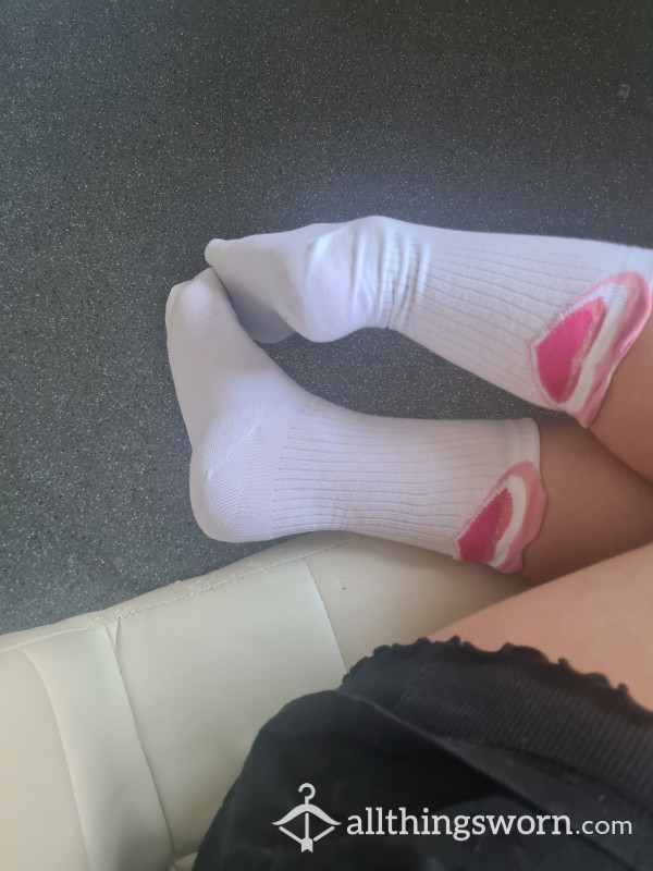 White Cotton Socks & Proof Of Wear Photo
