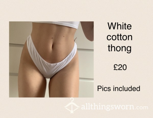 White Cotton Thong