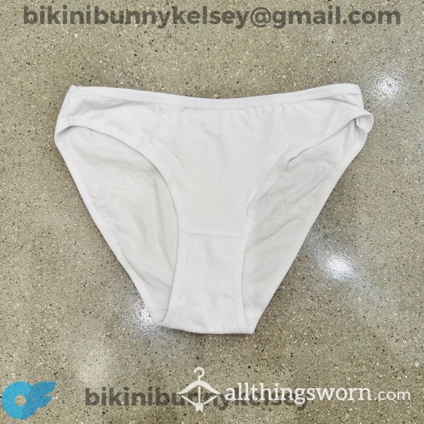 White Cotton Tighty Whitey Bikini Style Panties Size Small