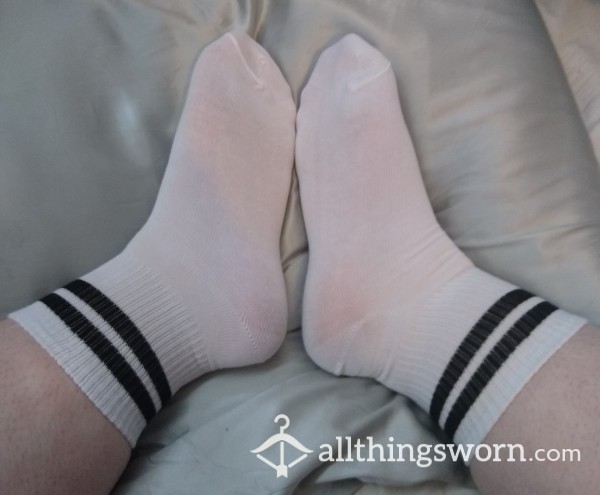White Cotton Tube Socks One Size 👣 48 Hour Wear Included 👣 More Days + Extra Sweat Available