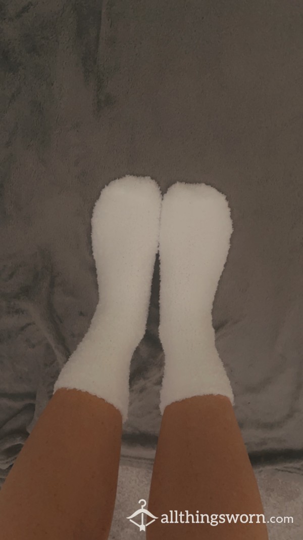 White Cream Fluffy Bed Socks