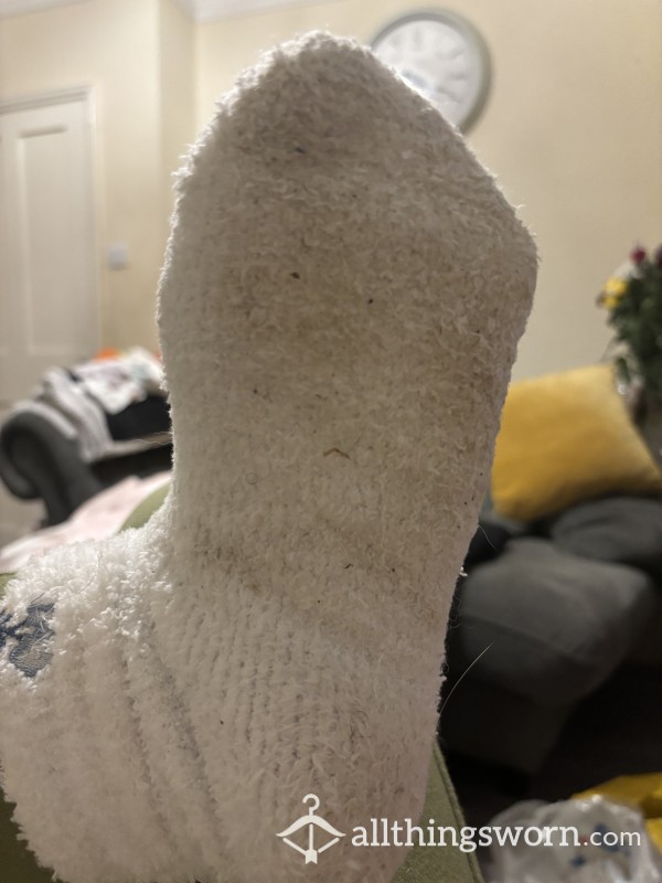 White Dirty Fluffy Socks