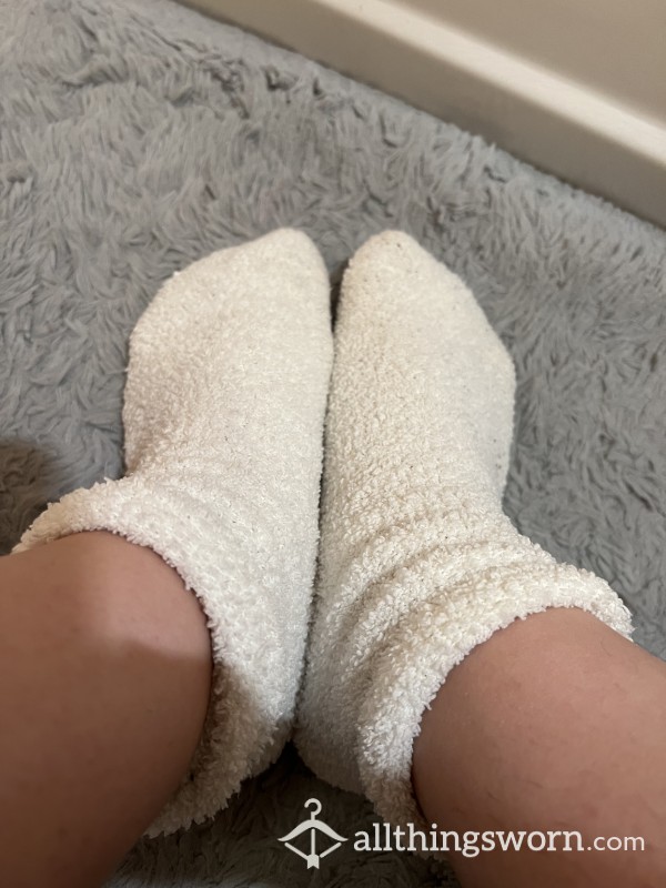 White Dirty Fuzzy Socks