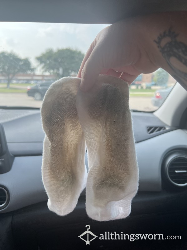 White Dirty Worn Socks