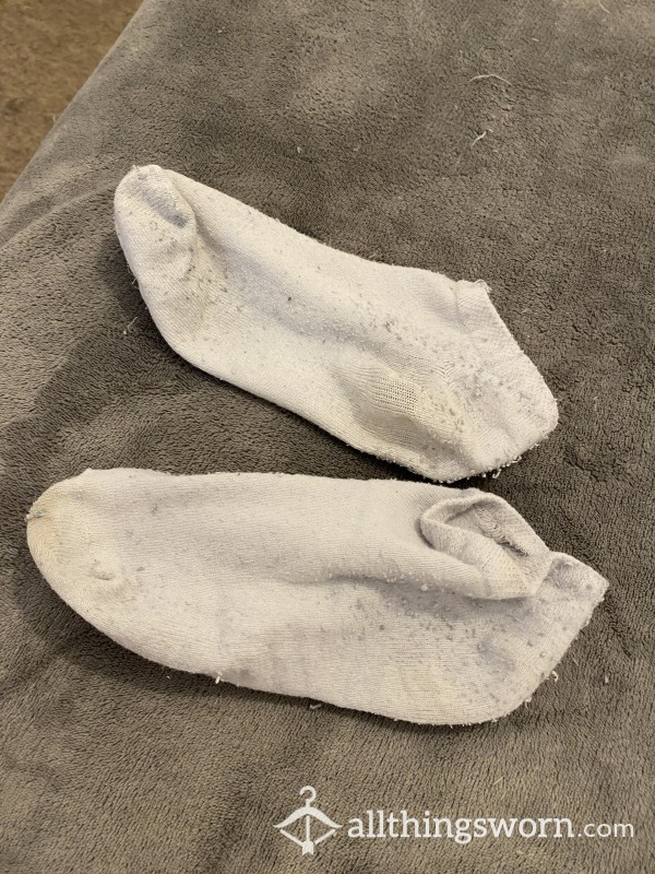 White Dirty Worn Trainer Socks