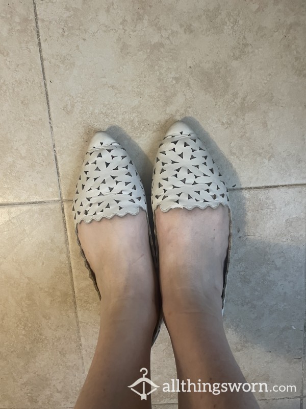 White Flats Flat Shoes Worn In Smelly