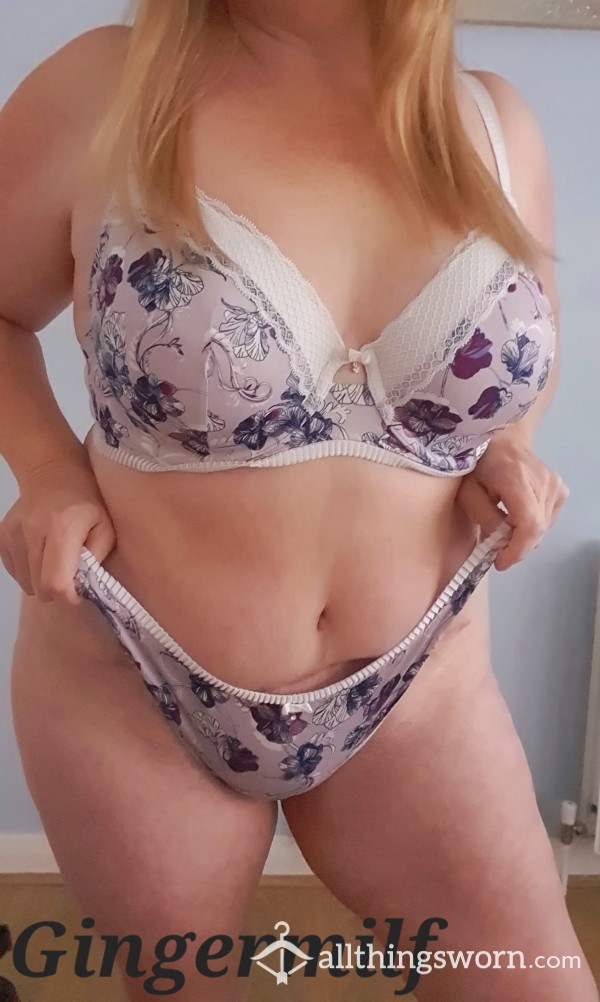 White Floral Bra And Panty Set