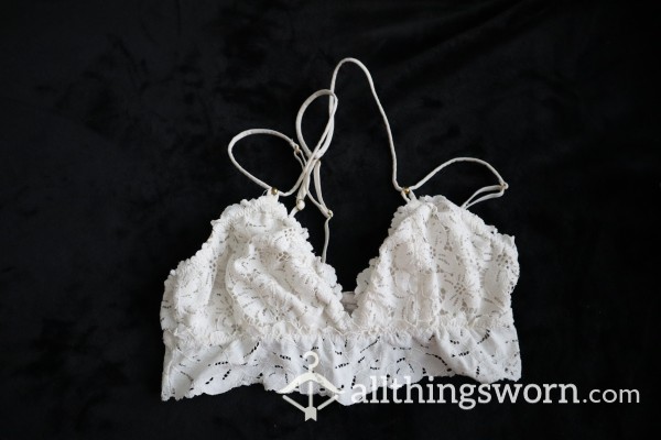 White Floral Embroidered Lace Bralette Top Size S