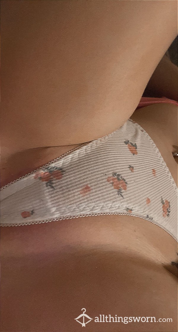 White Floral Thong