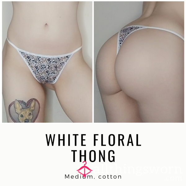 WHITE FLORAL THONG