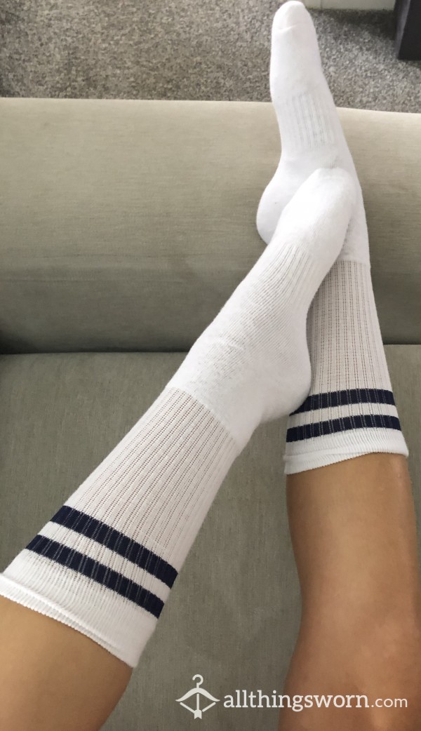 White Football Socks, I Wear These When Playing Football, Tennis Or Squash.