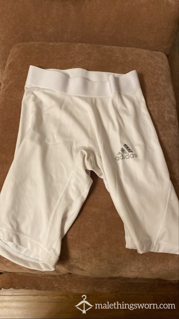 White Football/Soccer Compression Shorts Used During Matches