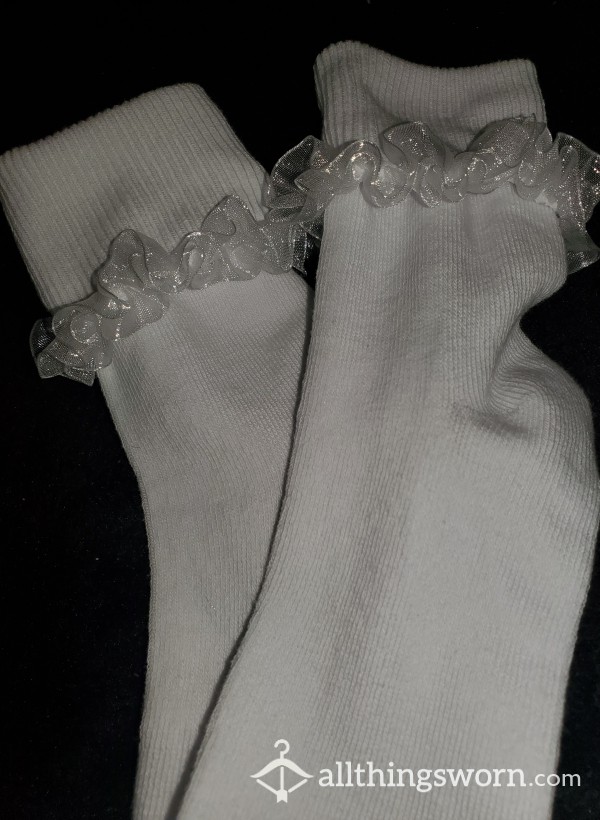 White Rufflrd Socks, Custom Them Out  Made  For You!