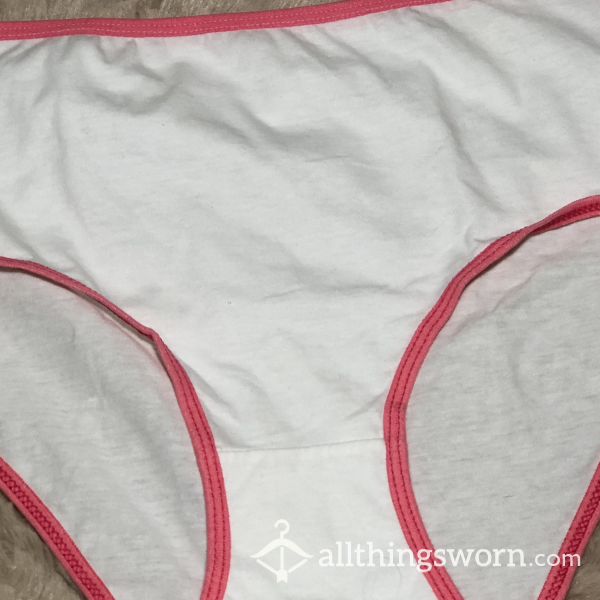 White Full Back Panties With Pink Trim