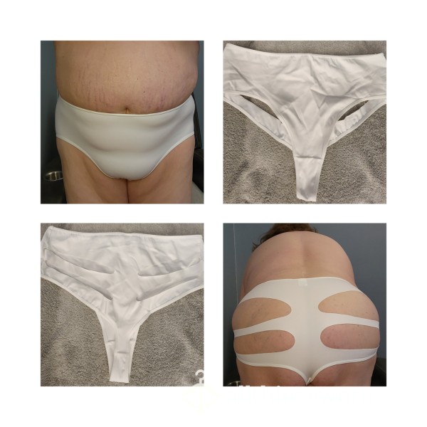 WHITE FULLBACK PANTY WITH BACKSIDE CUT OUTS