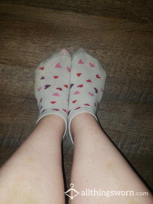 White Heart Ankle Socks - Custom