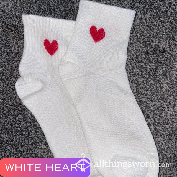 White Heart Crew Socks ❤️ 2 Day Wear And 1 Workout Included As Standard 💦