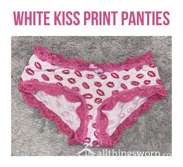 White Kiss Print Panties💋
