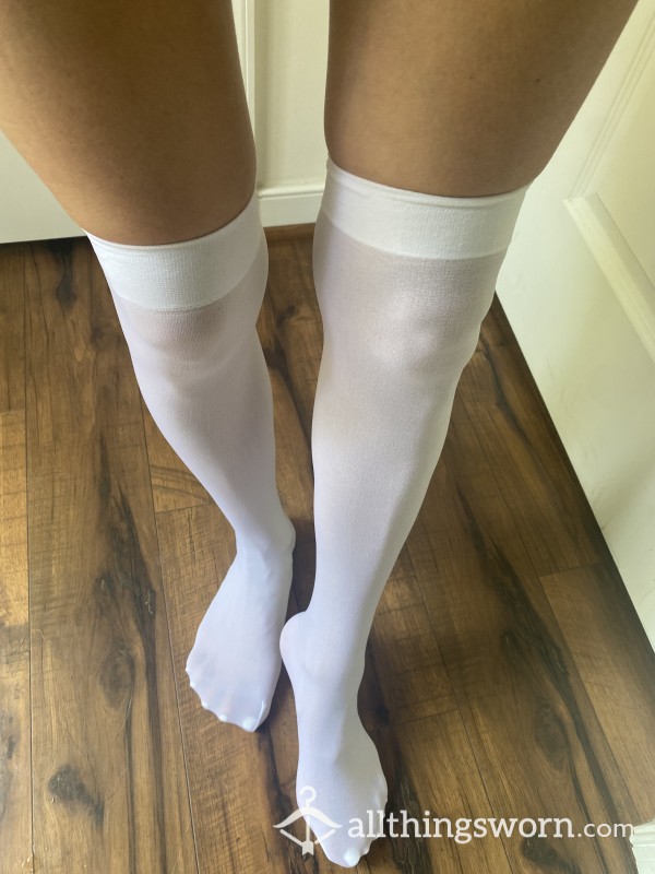 White Knee High Nylon Socks