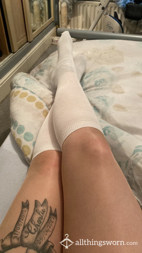 White Knee High Sock