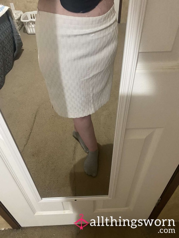 White Knee Length Skirt