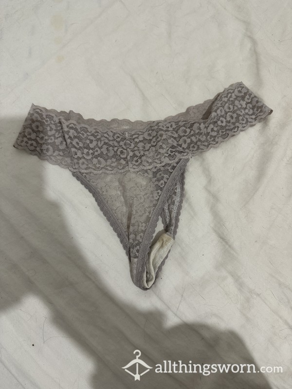 White Lace Thong Well Worn