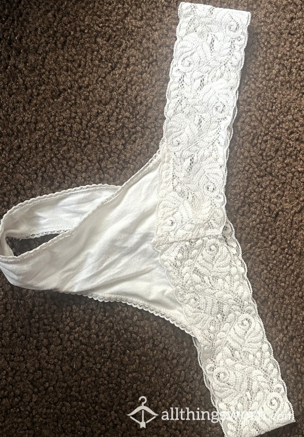 White Lace Thongs